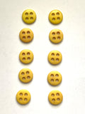 Buttons 4 Hole Plastic Set of 10 or 12 - Yellow