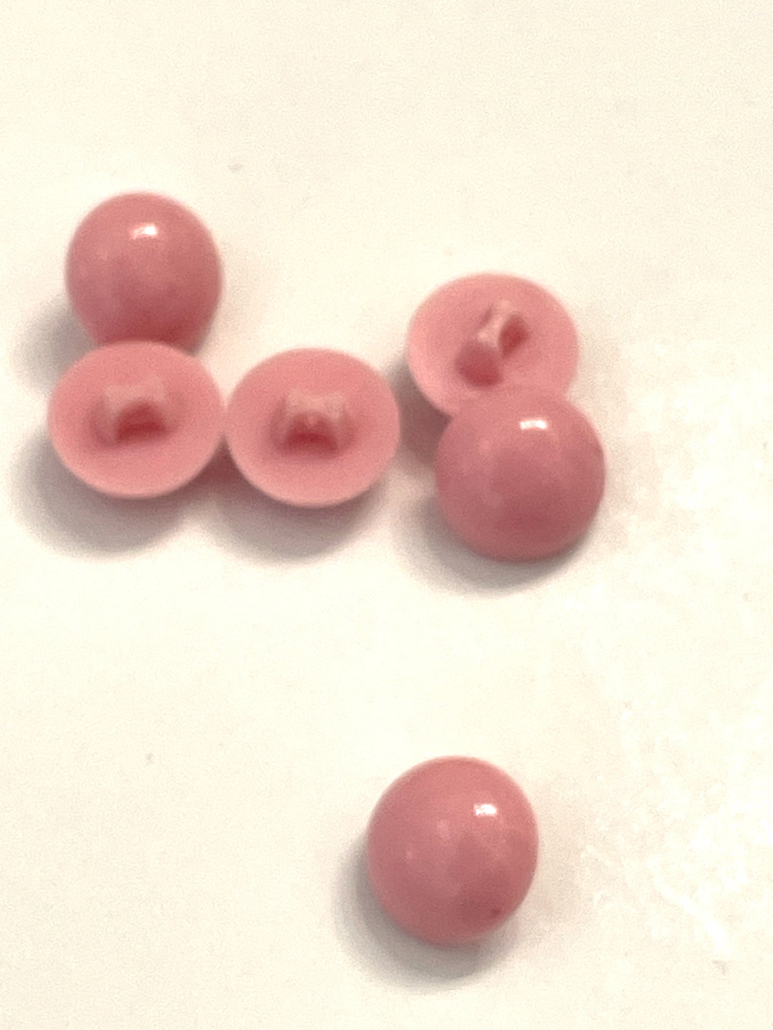 Buttons Shank Plastic Set of 6 - Muted Pink Domes
