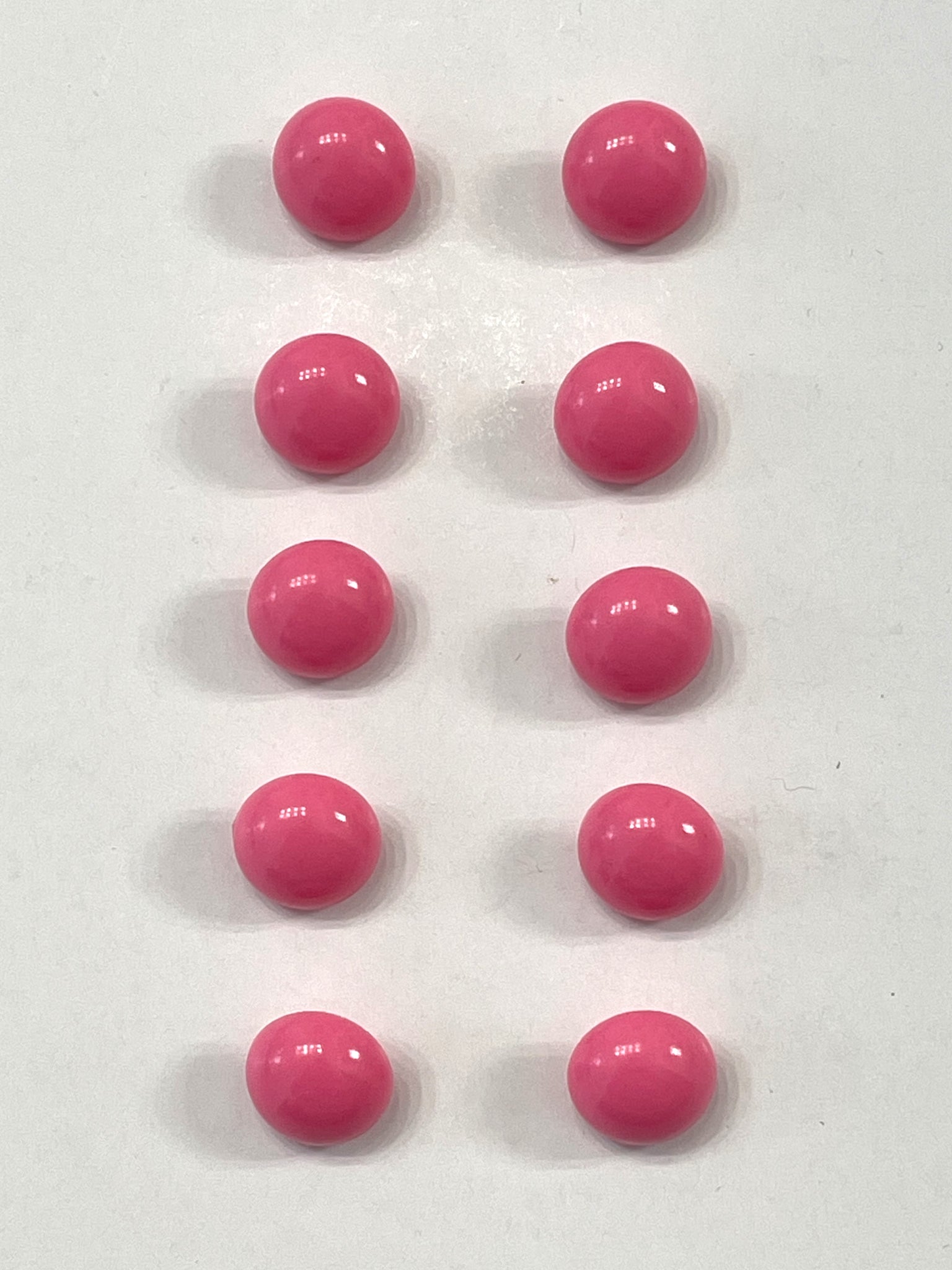 Buttons Shank Plastic Set of 10 - Barbie Pink Domes