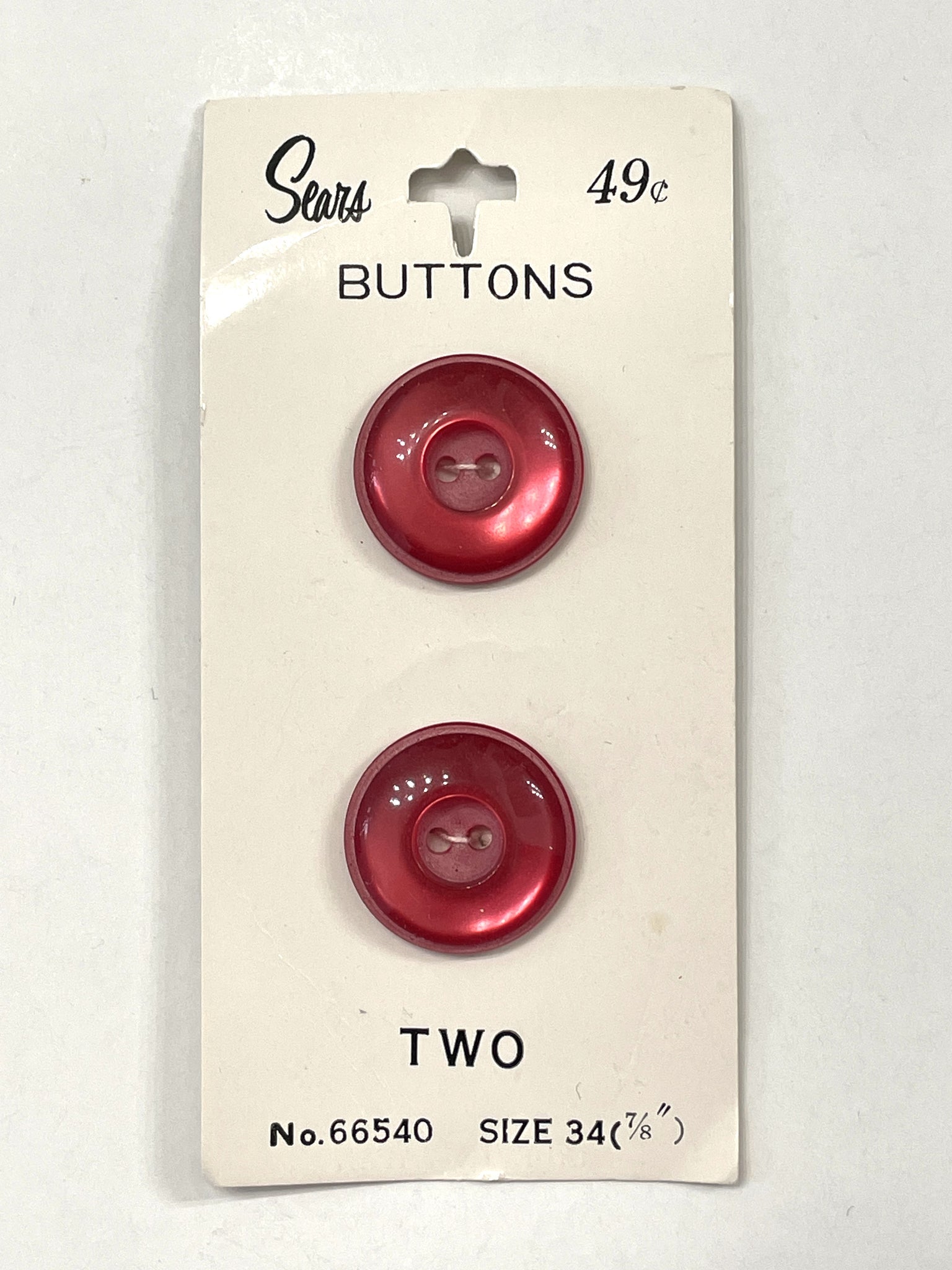 Buttons 2 Hole Plastic Vintage - Pearlized Red