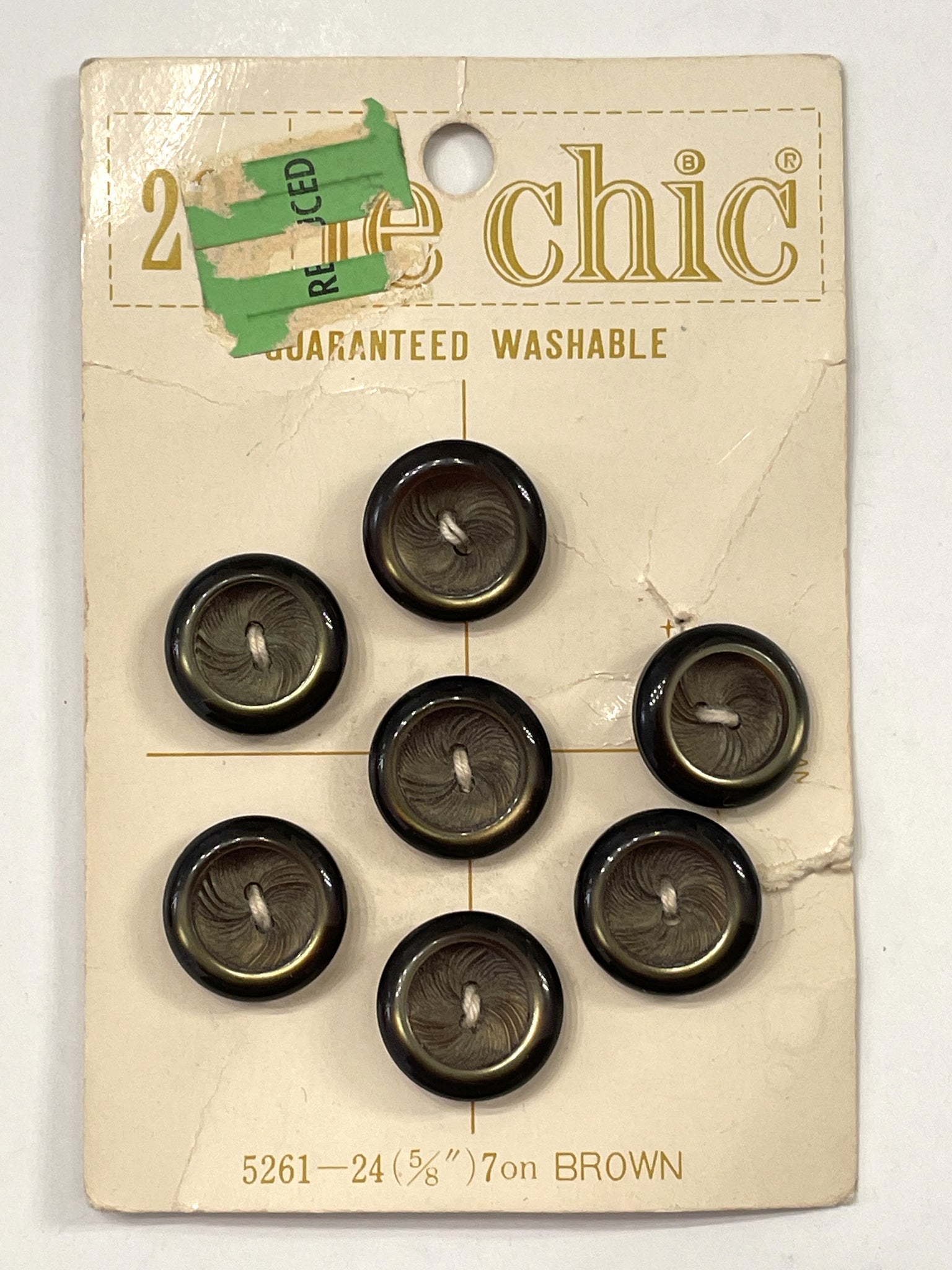 Buttons 2 Hole Plastic Vintage - Brown