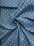 1 1/3 YD Cotton/Poly Vintage - Blue with Golden Yellow dots with Red Dashes