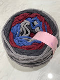 Yarn Polyester Blanket Weight - Variegated Red, Blue, Gray and Charcoal