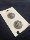 Buttons Metal Set of 2 Vintage - Antique Bronze Tone Basket Weave