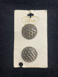 Buttons Metal Set of 2 Vintage - Antique Bronze Tone Basket Weave