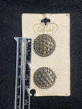 Buttons Metal Set of 2 Vintage - Antique Bronze Tone Basket Weave