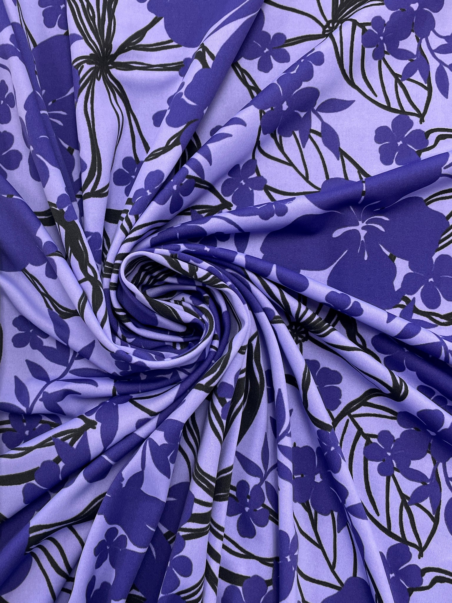 SALE Synthetic 4-Way Stretch Knit - Purple Floral