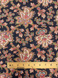 3 1/8 YD Cotton Quilted onto Polyester Batting Vintage - Autumnal Jacobean Flowers on Black