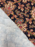 3 1/8 YD Cotton Quilted onto Polyester Batting Vintage - Autumnal Jacobean Flowers on Black