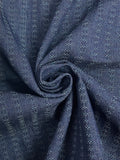 4 YD Cotton Stretch Denim - Blue with Self Stripes and Subtle Multicolored Sparkle