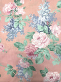 1 1/3 YD Poly/Cotton Vintage - Roses and Lilacs on a Peach Background