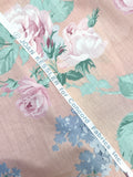 1 1/3 YD Poly/Cotton Vintage - Roses and Lilacs on a Peach Background