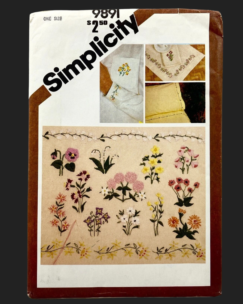 1980 Simplicity 9891 Embroidery Pattern - Flowers FACTORY FOLDED