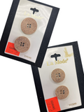 Buttons Plastic Sets of 2 Vintage - Beige Embossed with Leaf and Flower Design