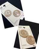 Button Plastic Set of 2 in 3 Sizes Vintage - "Frosted Tan"