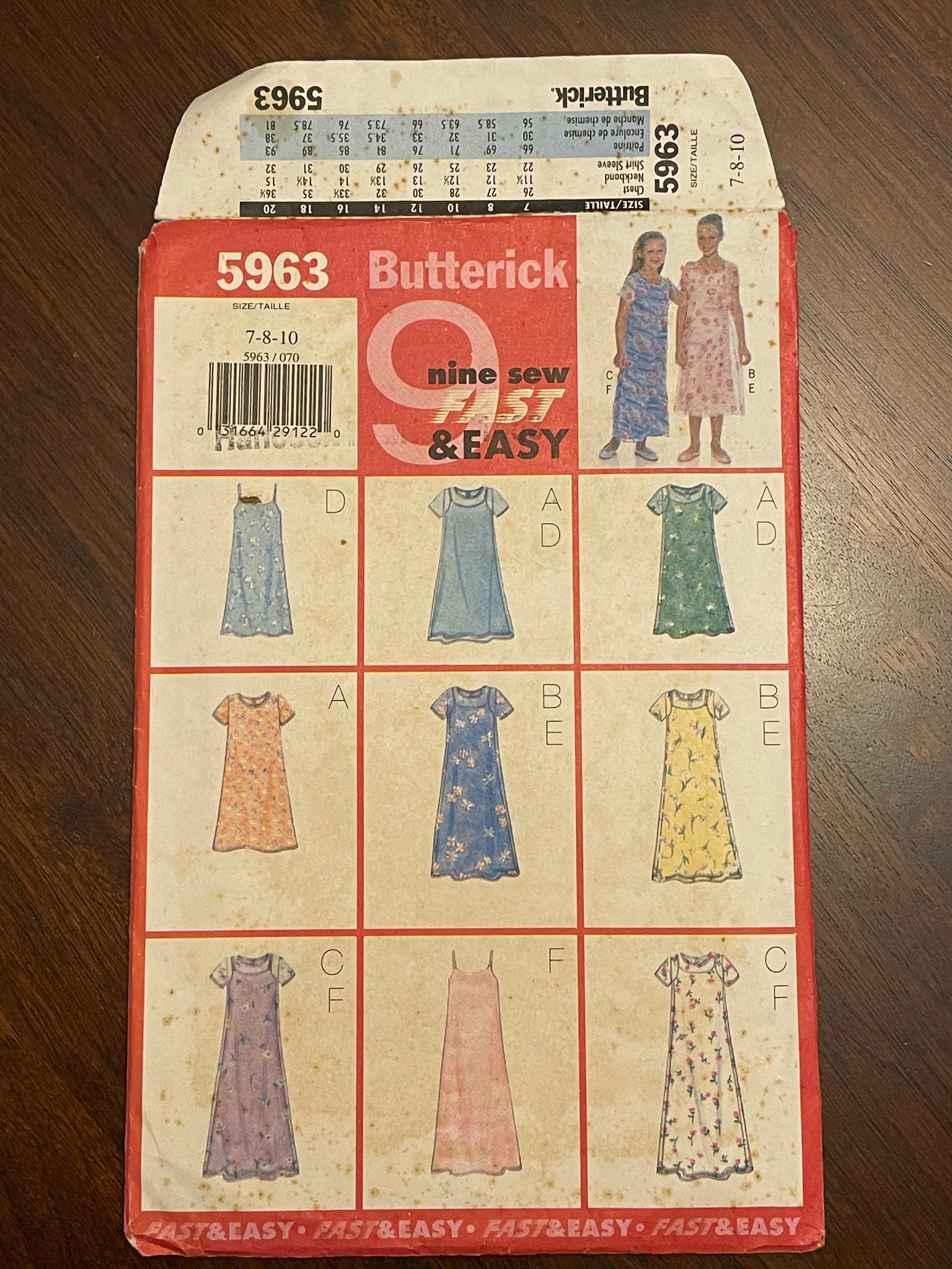 SALE 1998 Butterick Pattern 5963 - Girl's Dress