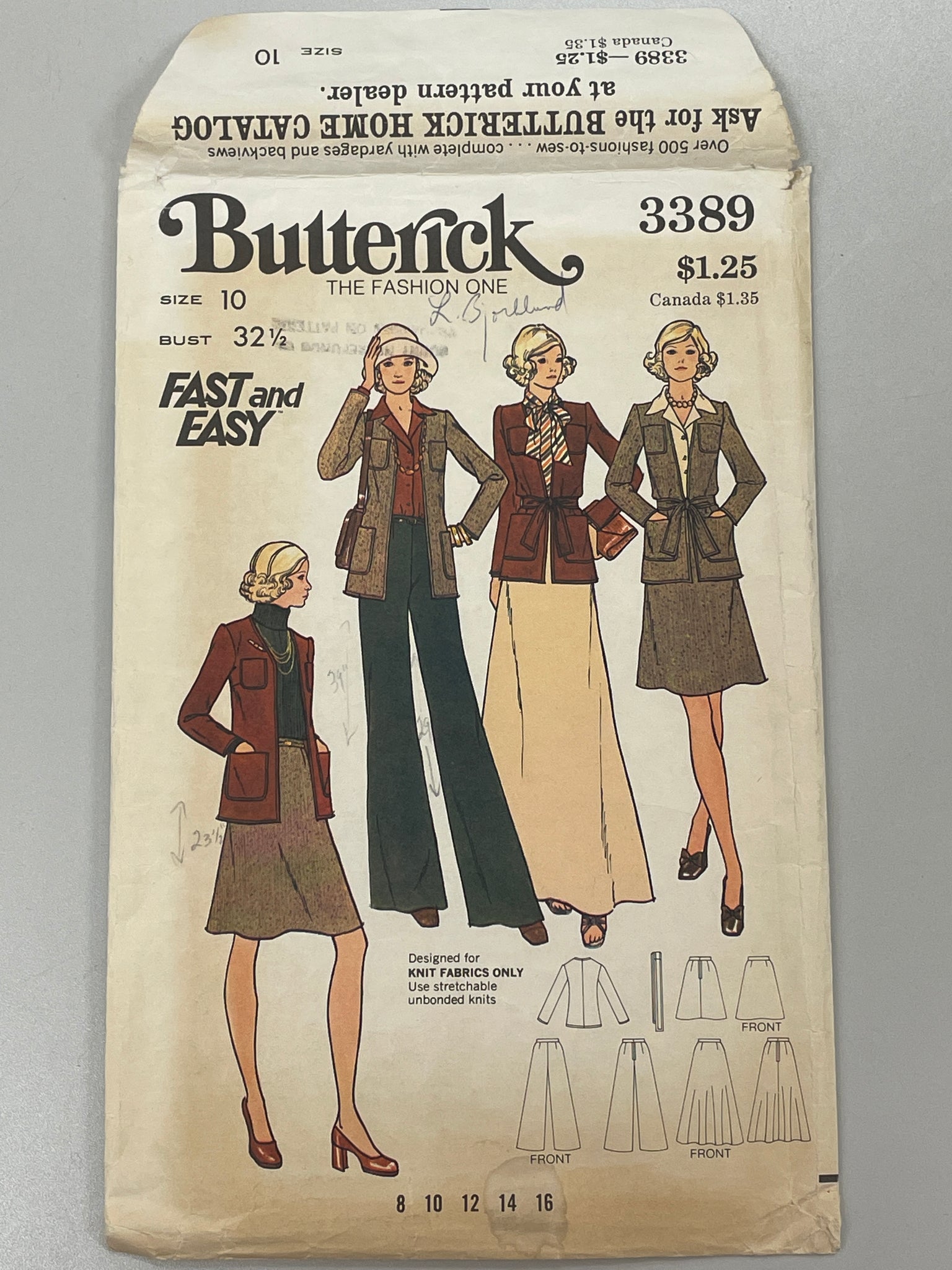 SALE 1970's Butterick 3389 Pattern - Women's Jacket, Skirt & Pants