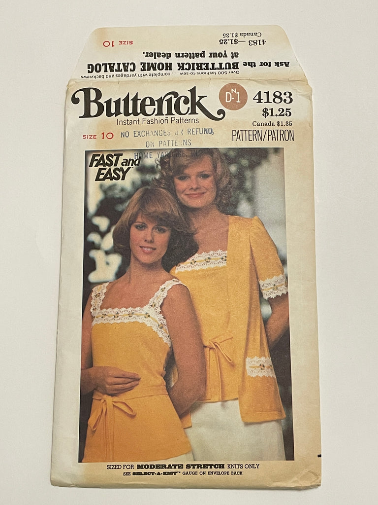 1970's Butterick Pattern 4183 - Camisole and Cardigan