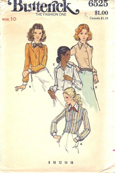 SALE 1970's Butterick 6525 Shirts & Bow Tie