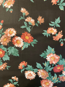Quilting Poly Cotton - Tan and Beige Daisies Black