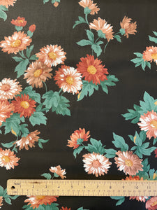 Quilting Poly Cotton - Tan and Beige Daisies Black