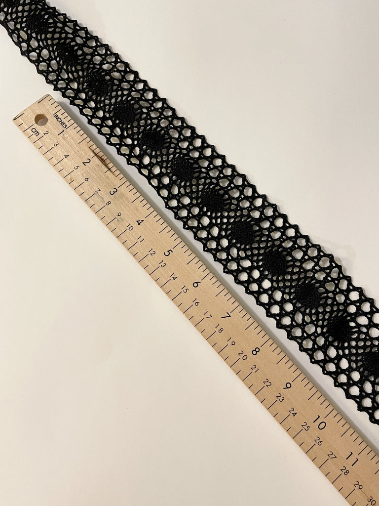 Crocheted Lace Trim By the Yard - Black