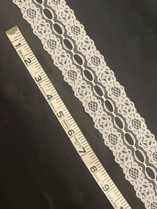 SALE 1 3/4 YD Synthetic Beading Lace Trim - White