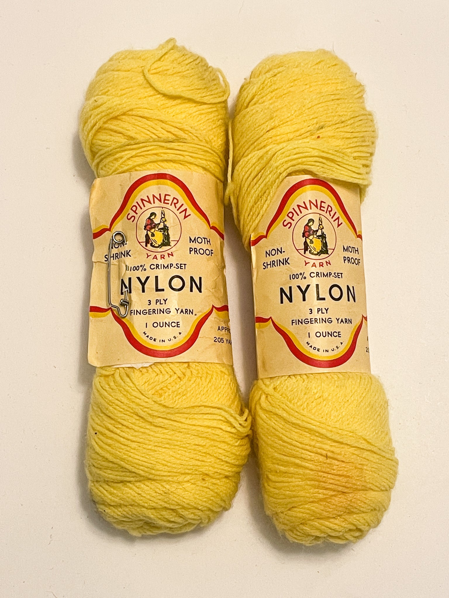Yarn Vintage Nylon 3-Ply Fingering Weight - Yellow