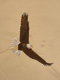 Machine Embroidery Panel on Flannel - Bald Eagle on Cream or Light Blue