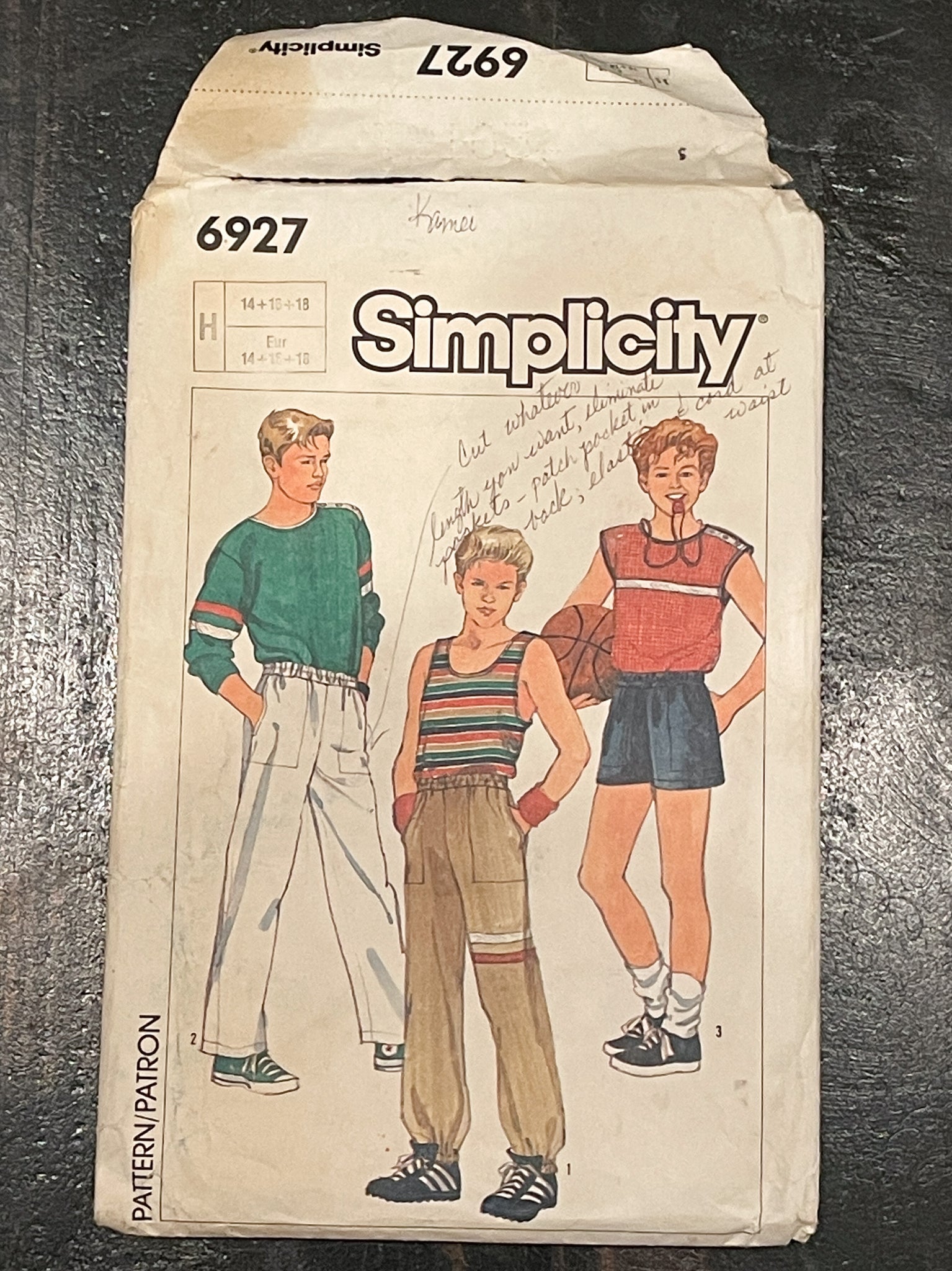 SALE 1985 Simplicity 6927 Pattern - Teen Boy's T-Shirts, Pants and Shorts