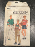 1985 Simplicity 6927 Pattern - Teen Boy's T-Shirts, Pants and Shorts