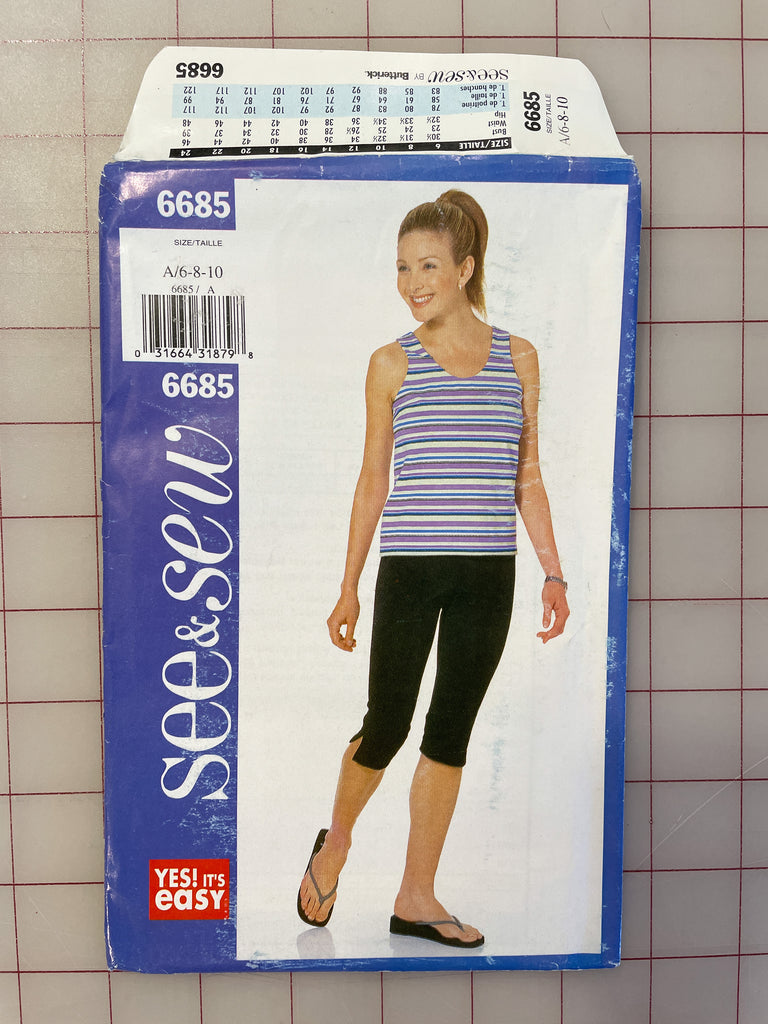 2000 See & Sew 6685 Pattern - Top and Pants FACTORY FOLDED