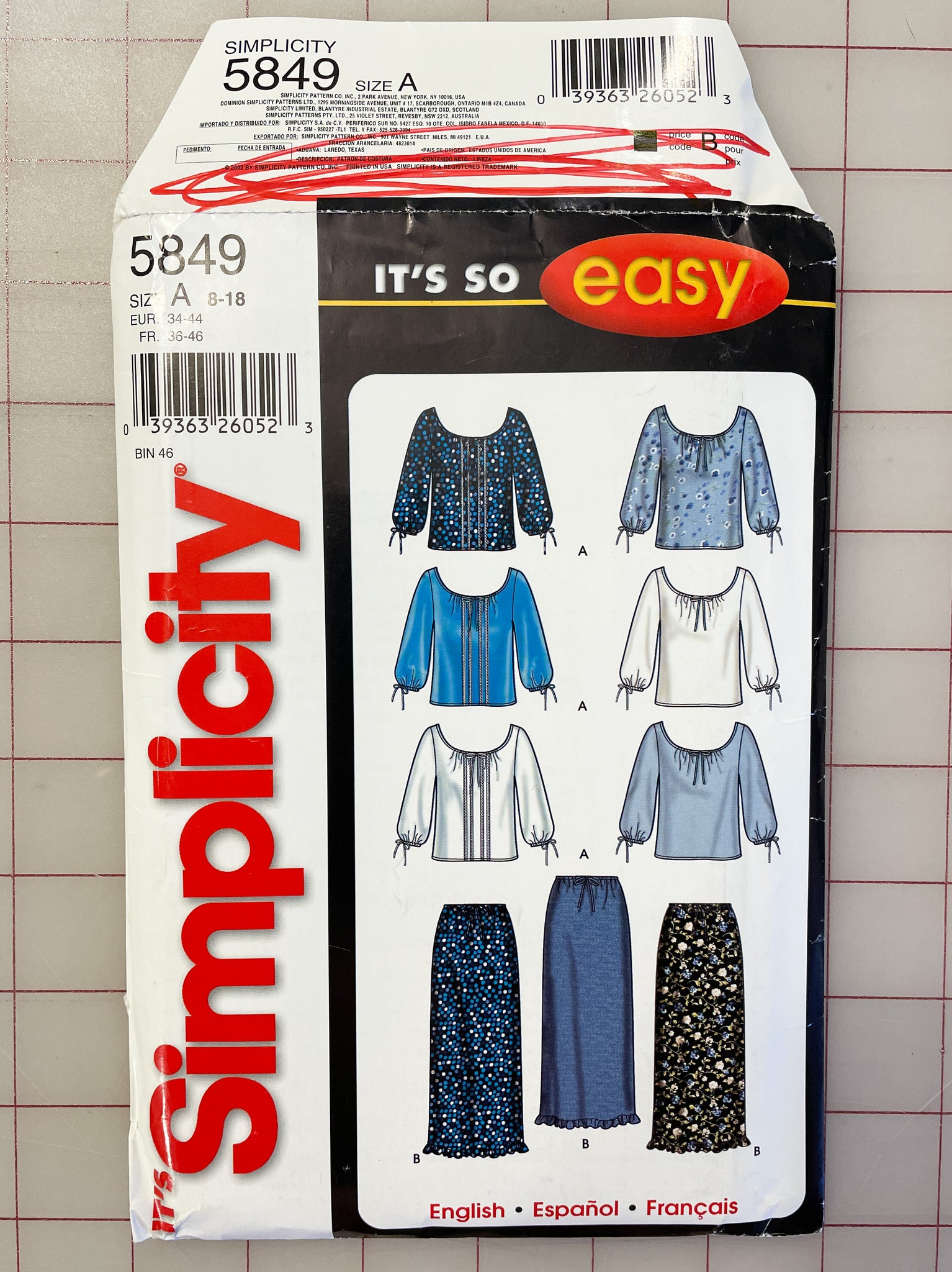 SALE 2002 Simplicity 5849 Pattern - Blouses and Skirt FACTORY FOLDED