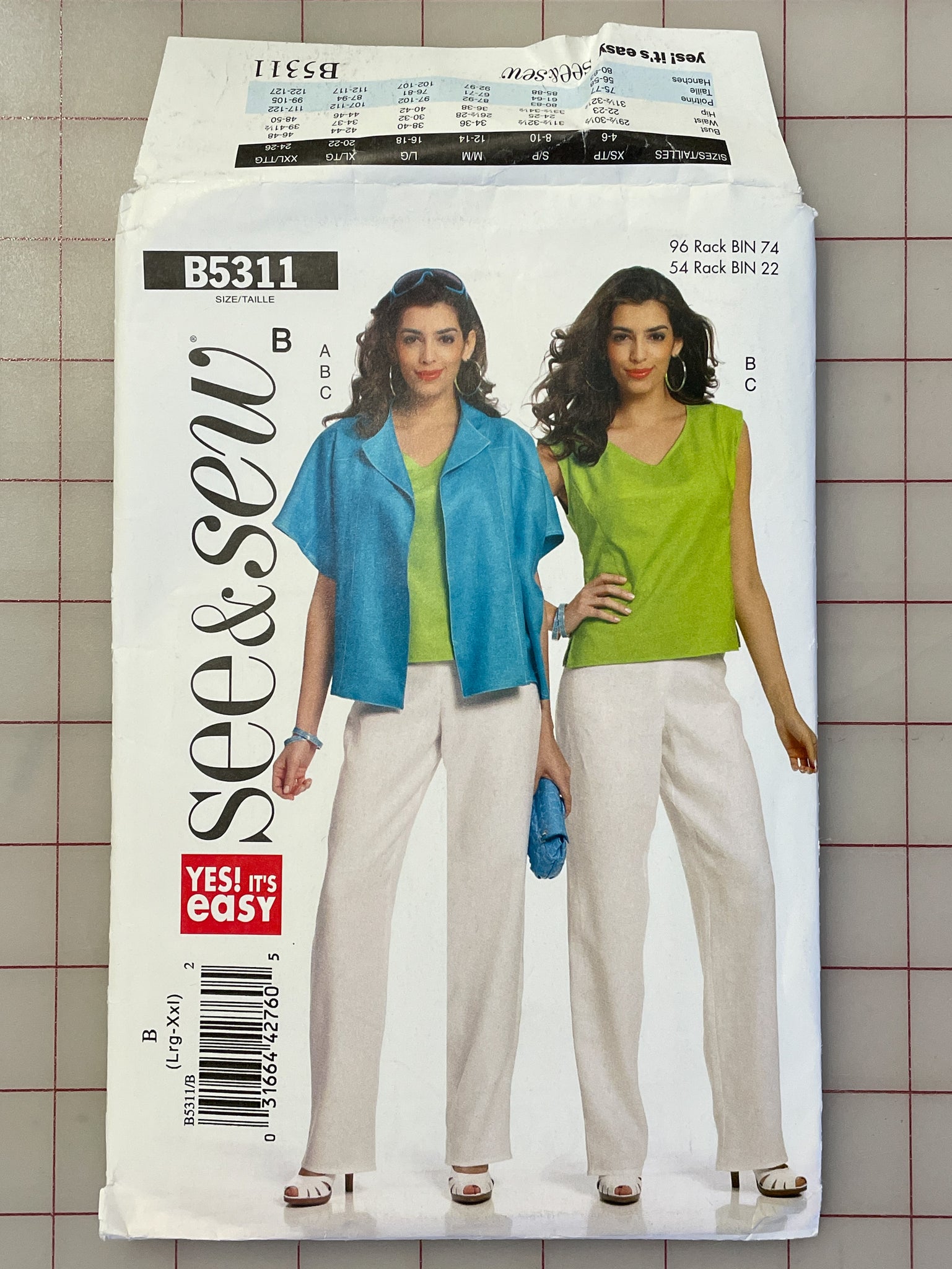 2009 See & Sew 5311 Pattern - Jacket, Top and Pants FACTORY FOLDED