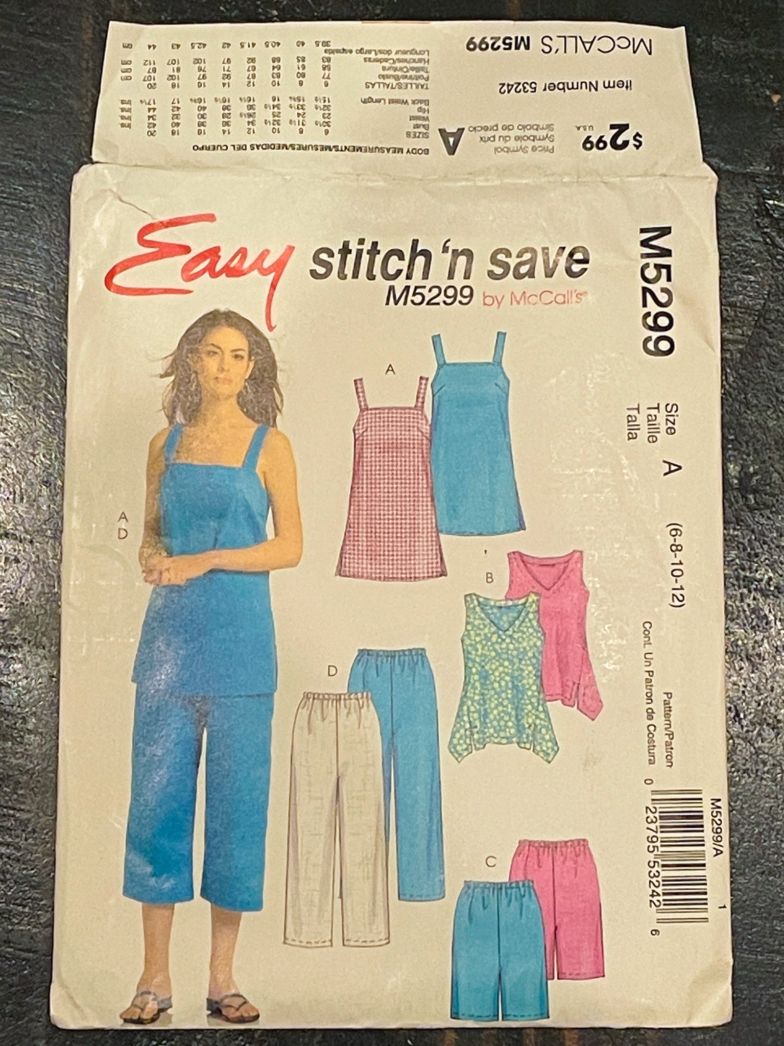 SALE 2007 McCall's 5299 Pattern - Women's Tunic, Top, Shorts and Pants
