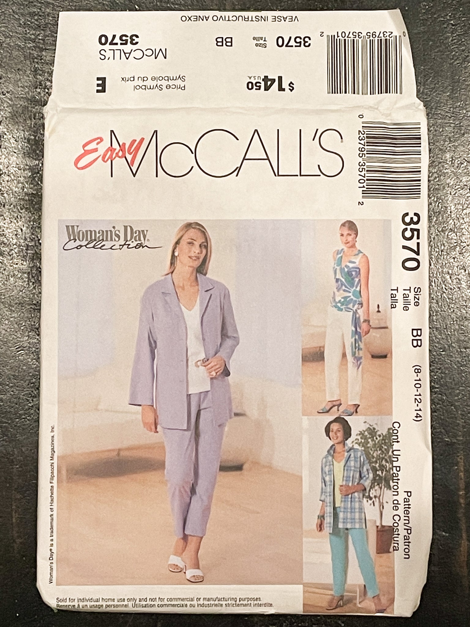 SALE 2002 McCall's 3570 Pattern - Women's Shirt Jacket, Blouse, Sash and Pants FACTORY FOLDED