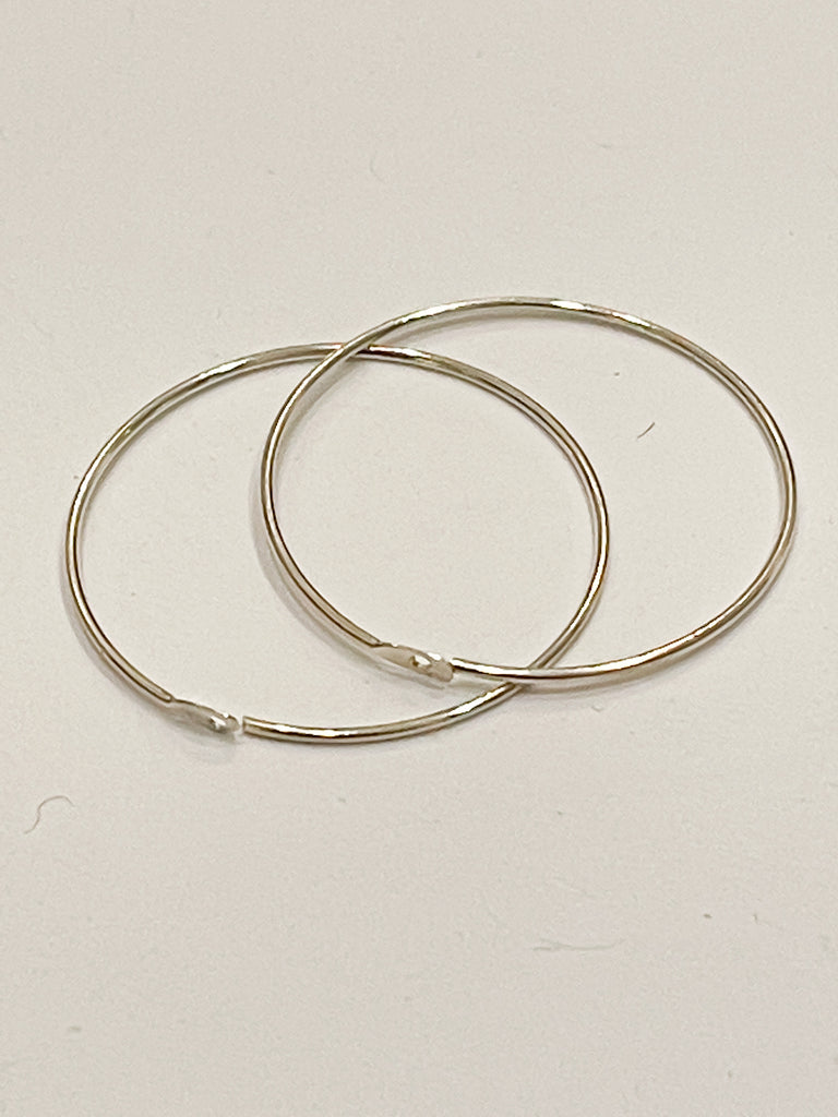 Wire Beading Hoop Earrings - Silver-Toned