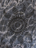 SALE 5 3/4 YD Polyester Sari Fabric - Mottled Blues Printed with Mandala and Paisley Border