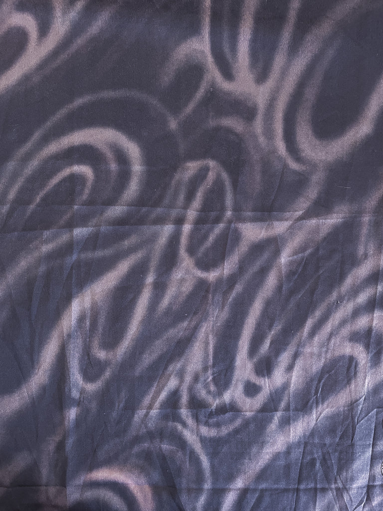 5 3/4 YD Polyester Sari Fabric - Mottled Blues Printed with Mandala and Paisley Border