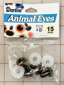 Animal Eyes 15mm Pack of 4 - Brown