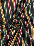 Quilting Cotton Vintage - Red, Green, Yellow Stripes on Black