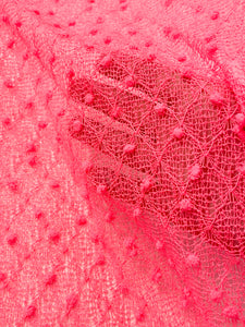 2 5/8 YD Synthetic Loose Knit with Dimensional Dots - Fluorescent Pink