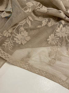 SALE 2 1/4 Vintage Nylon Lace Curtain - Beige