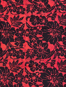 1 7/8 YD Rayon - Pink with Black Floral Batik Print