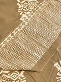 2 YD Rayon - Beige with Cream Block-Style Batik Print