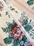 SALE Cotton Polished Vintage - White with Pink Stripes and Flowers