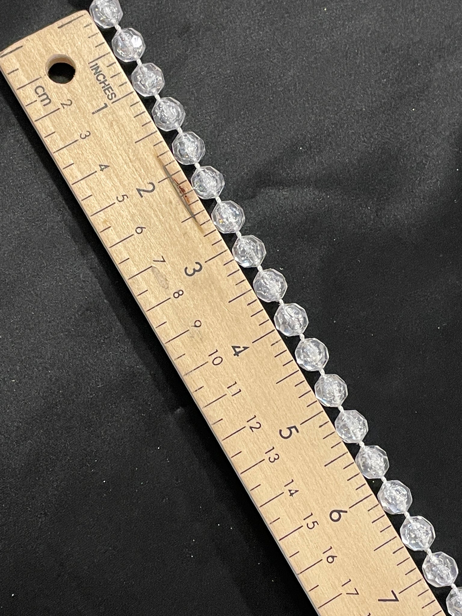 Plastic Faceted Beaded Trim - Colorless and Clear
