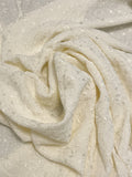 SALE 1 3/8 YD Rayon Crepe Embroidered - Off White