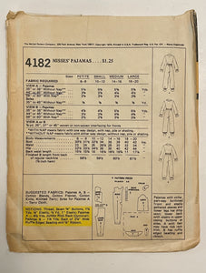 1974 McCall's 4182 Pattern - Onsie Pajamas