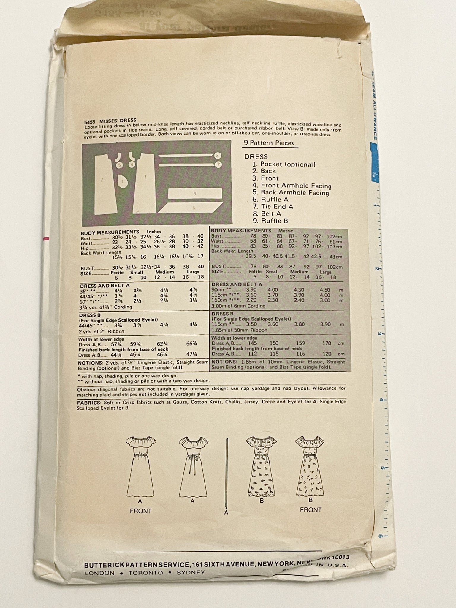 SALE 1970's Butterick 5455 Pattern - Dress